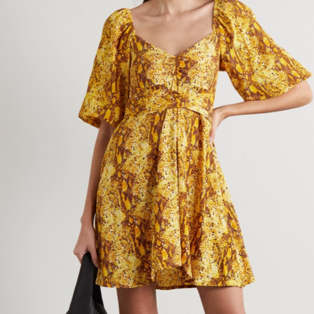 NWT Faithfull the Brand Martine snake-print crepe mini dress